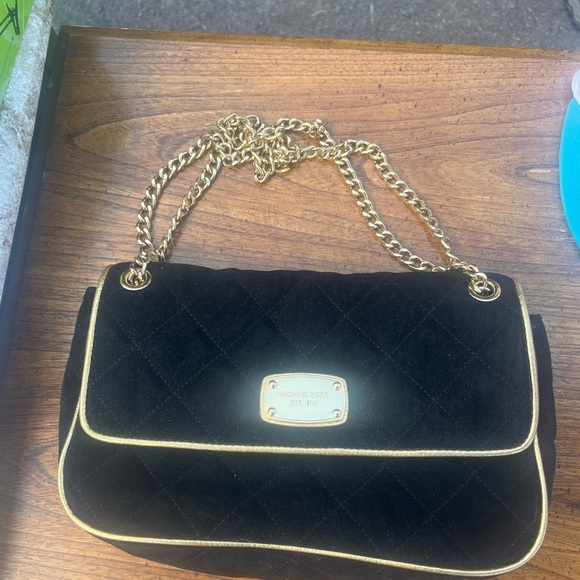 Michael Kors Black Quilted Shoulder Bag with Gold Accents - Picture 1 of 8
